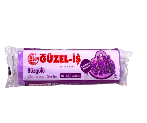 Güzel-İş Büzgülü Orta Boy Lavanta Kokulu Çöp Torbası 55x60 Cm