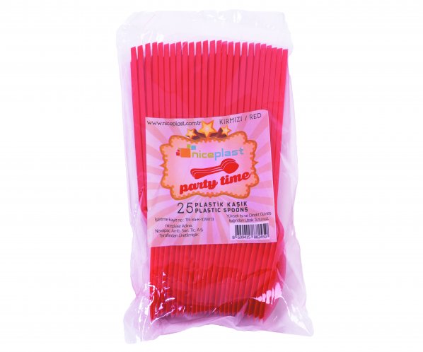 Parti Time 25'li Kırmızı Plastik Kaşık